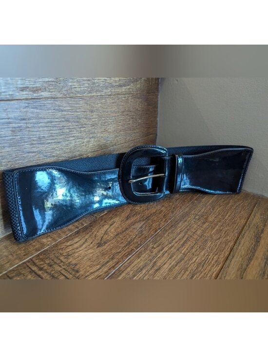 Lauren Ralph Lauren Black Patent Leather Waist Cincher Belt Sz S Fits S/M